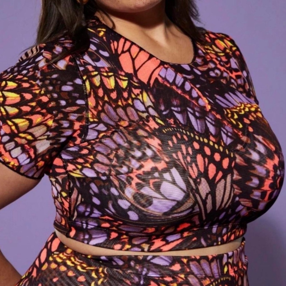 NWOT YITTY butterfly mesh crop top - Picture 2 of 8